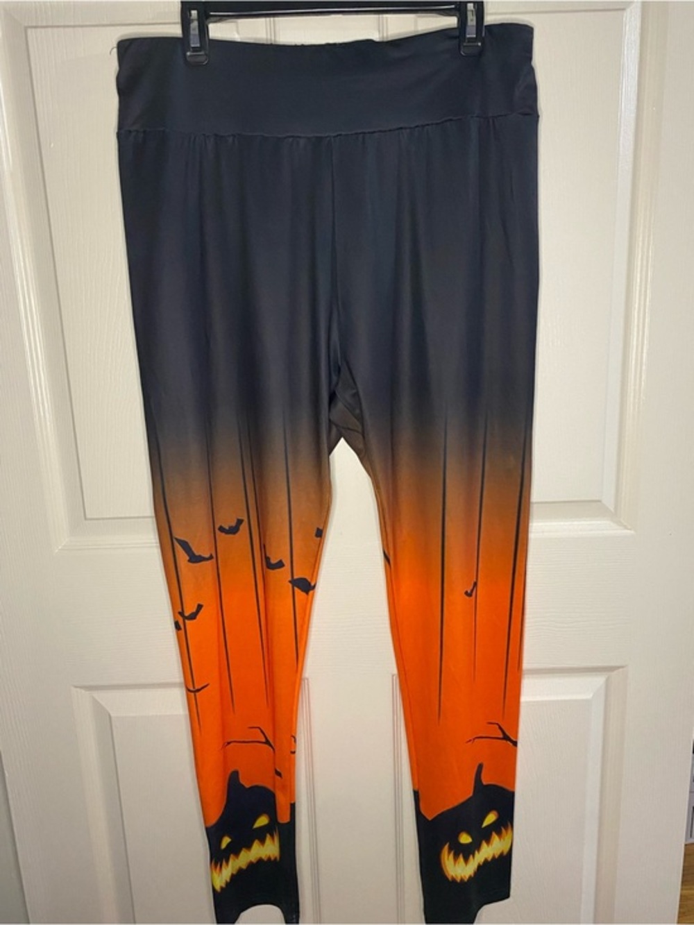 Halloween Ombre Pumpkin Leggings - Black and Orange